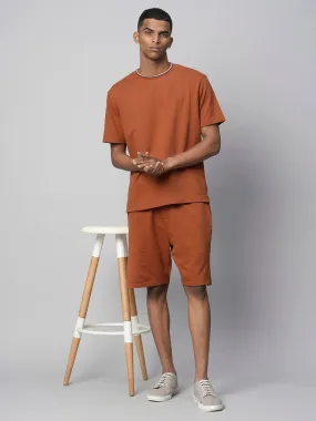 Men's Rust Cotton Regular Fit Shorts