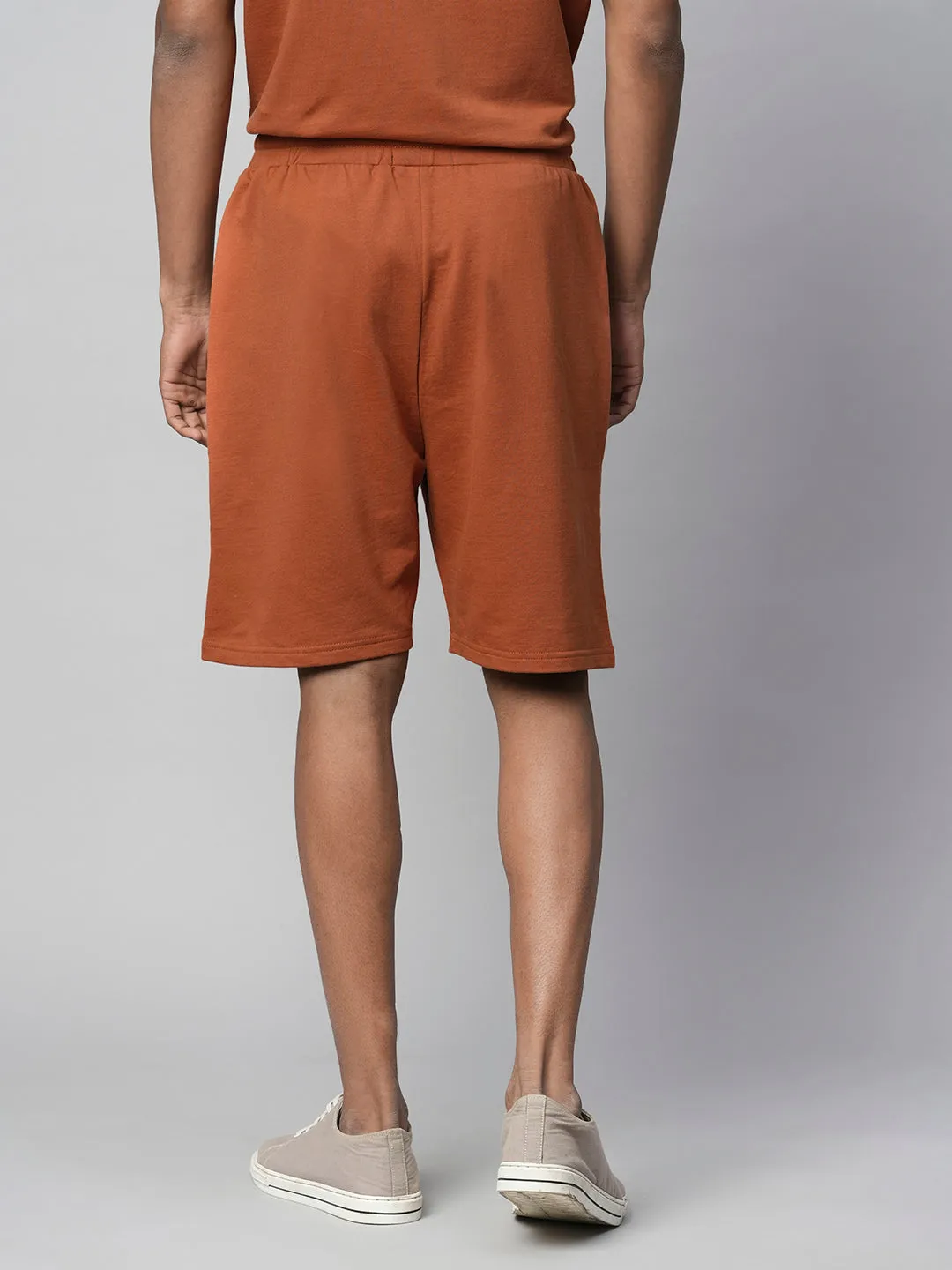 Men's Rust Cotton Regular Fit Shorts