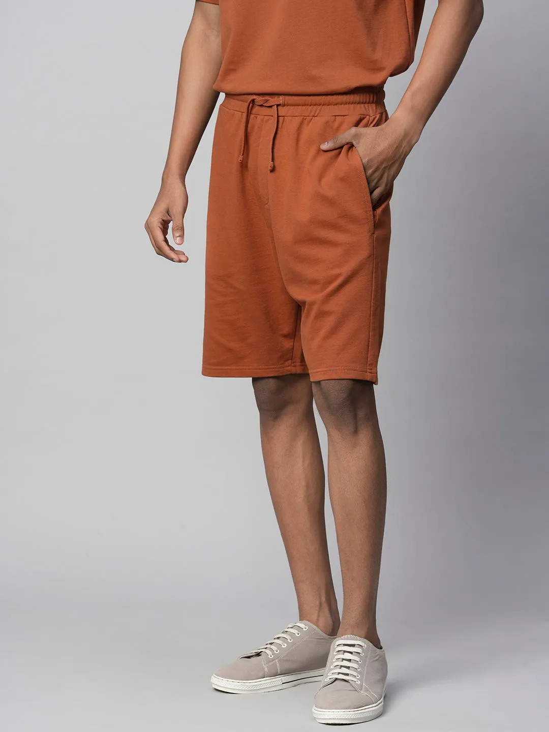 Men's Rust Cotton Regular Fit Shorts