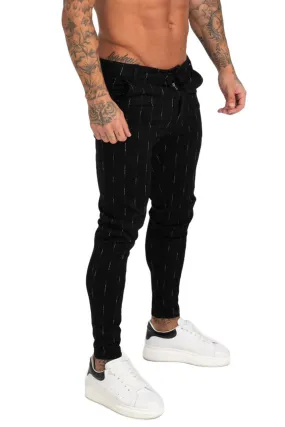 Mens Skinny Chinos Stretch Suit Pants For Men Black Plaid Pants