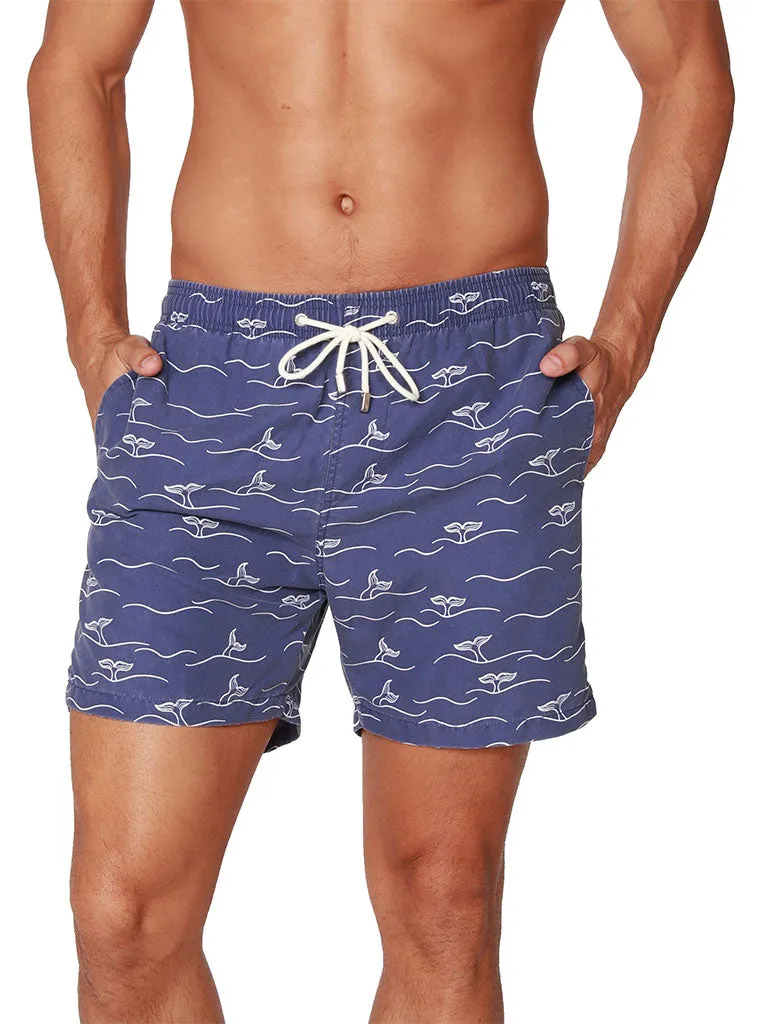 Men's Swim Trunks with whales diving