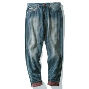 Men's Vintage wash Selvedge denim Tapered leg casual pants