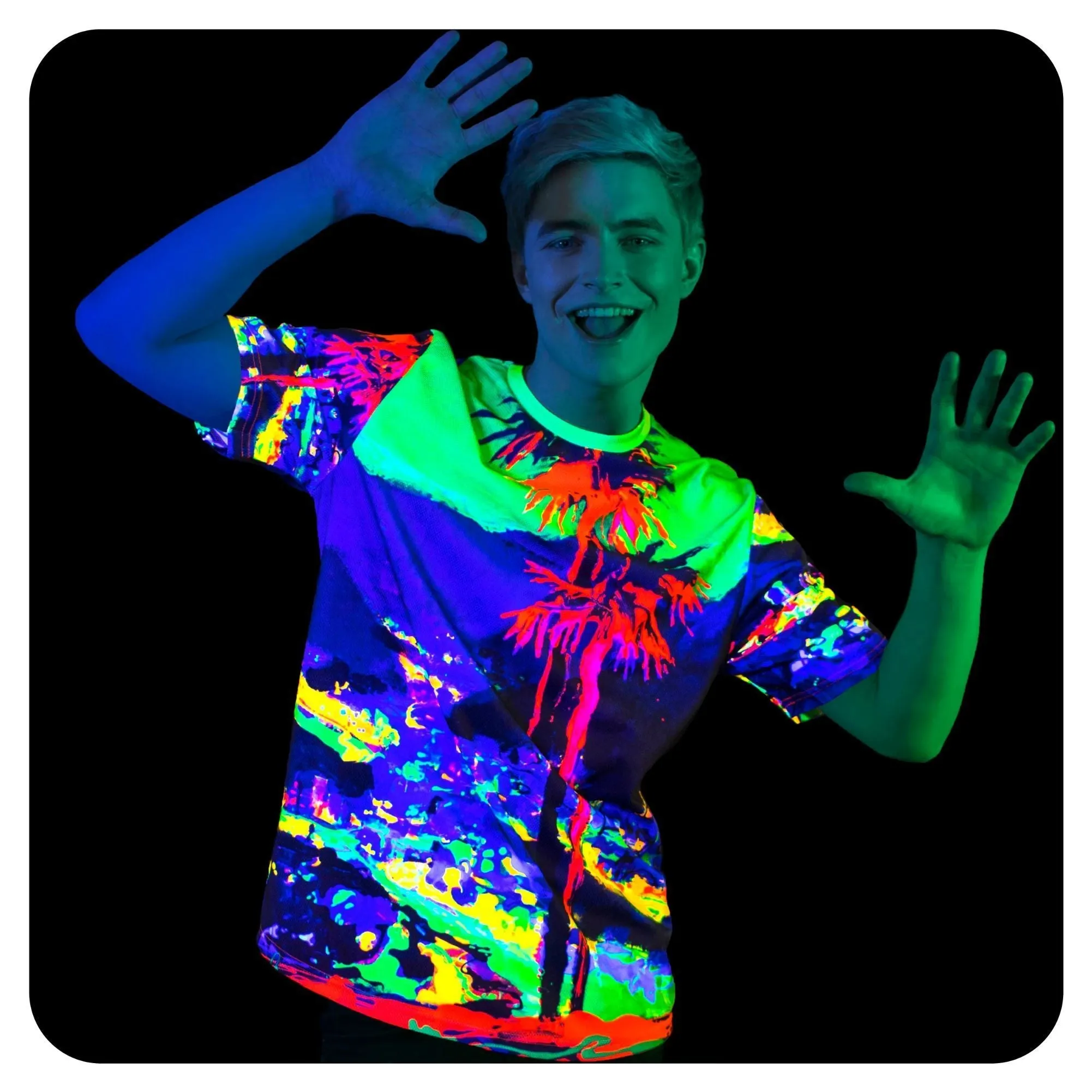 Palms Tee Shirt Glow in Ultraviolet Fluorescent Sri Lanka