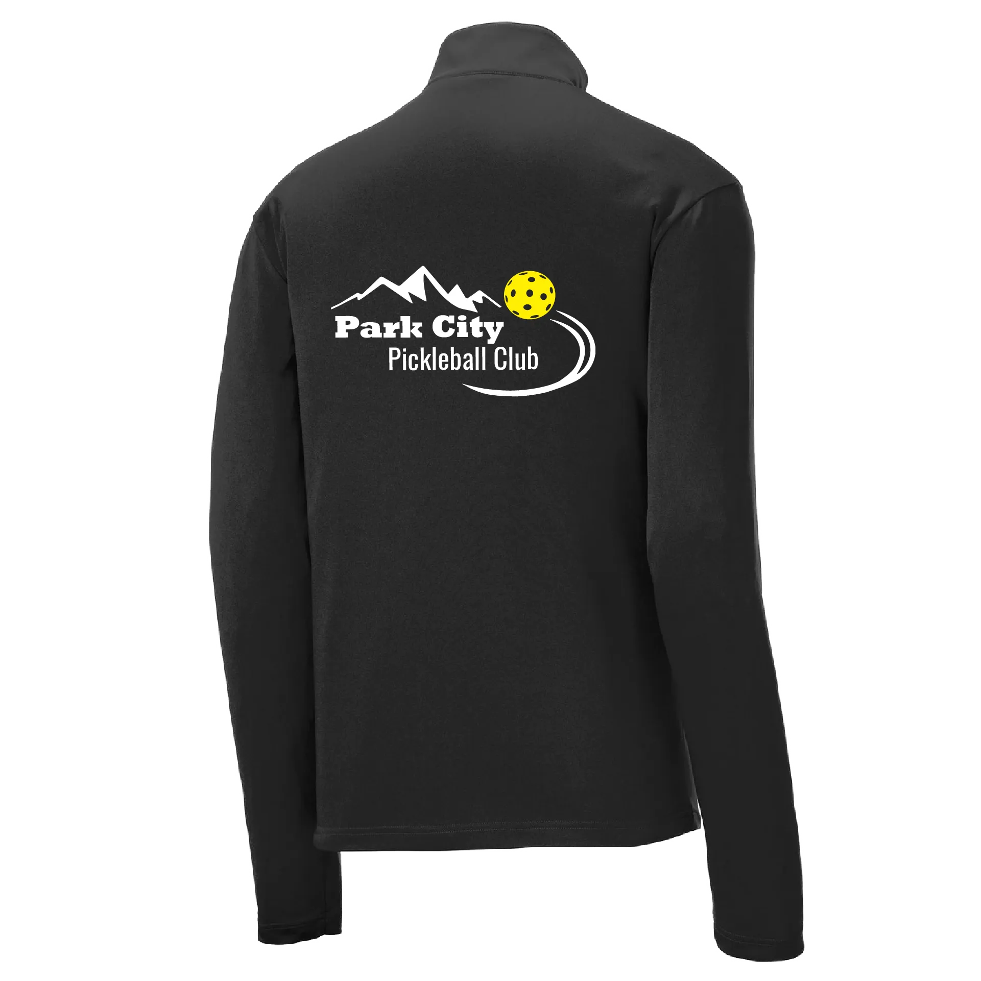 Park City Pickleball Club (White Words) | Men's 1/4 Zip Long Sleeve Pullover Athletic Shirt | 100% Polyester