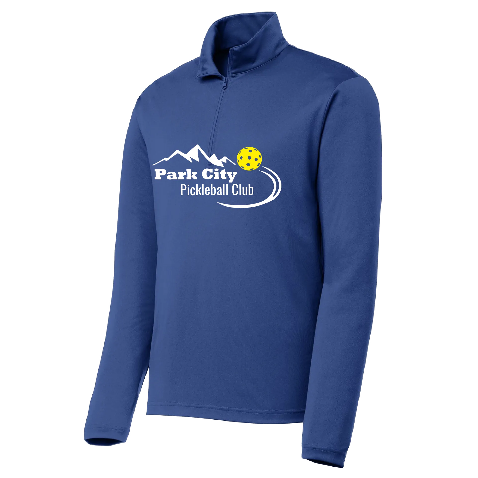 Park City Pickleball Club (White Words) | Men's 1/4 Zip Long Sleeve Pullover Athletic Shirt | 100% Polyester