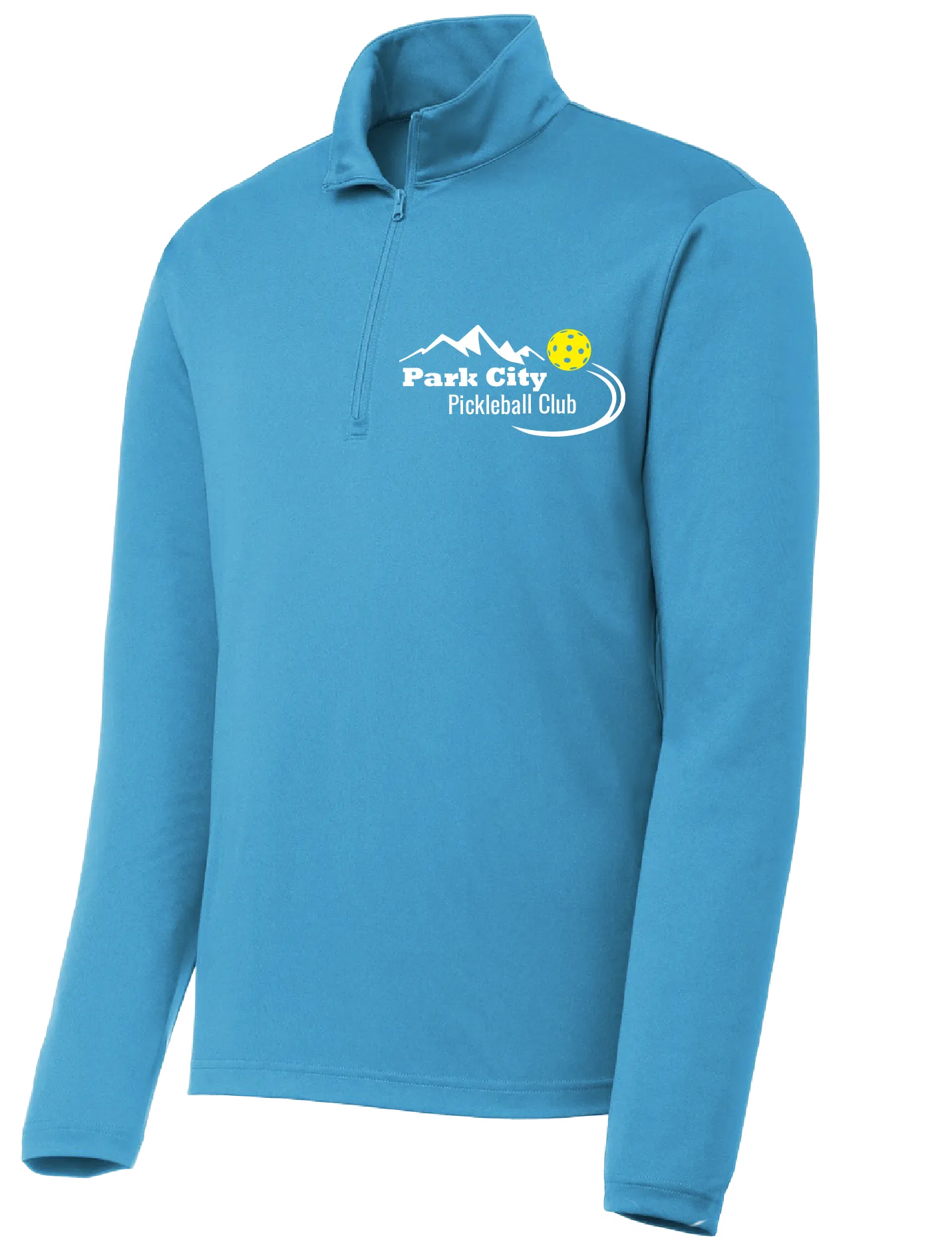 Park City Pickleball Club (White Words) | Men's 1/4 Zip Long Sleeve Pullover Athletic Shirt | 100% Polyester