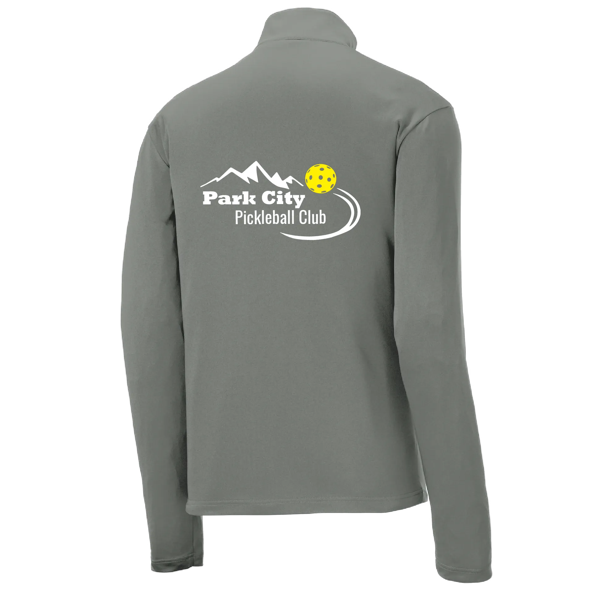 Park City Pickleball Club (White Words) | Men's 1/4 Zip Long Sleeve Pullover Athletic Shirt | 100% Polyester