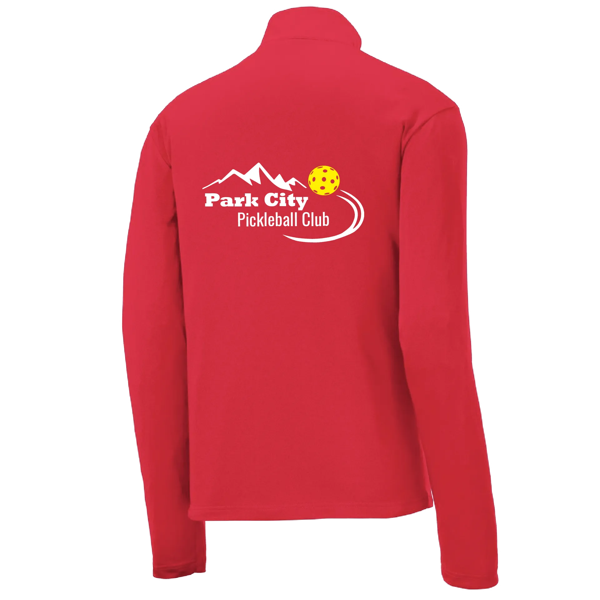 Park City Pickleball Club (White Words) | Men's 1/4 Zip Long Sleeve Pullover Athletic Shirt | 100% Polyester