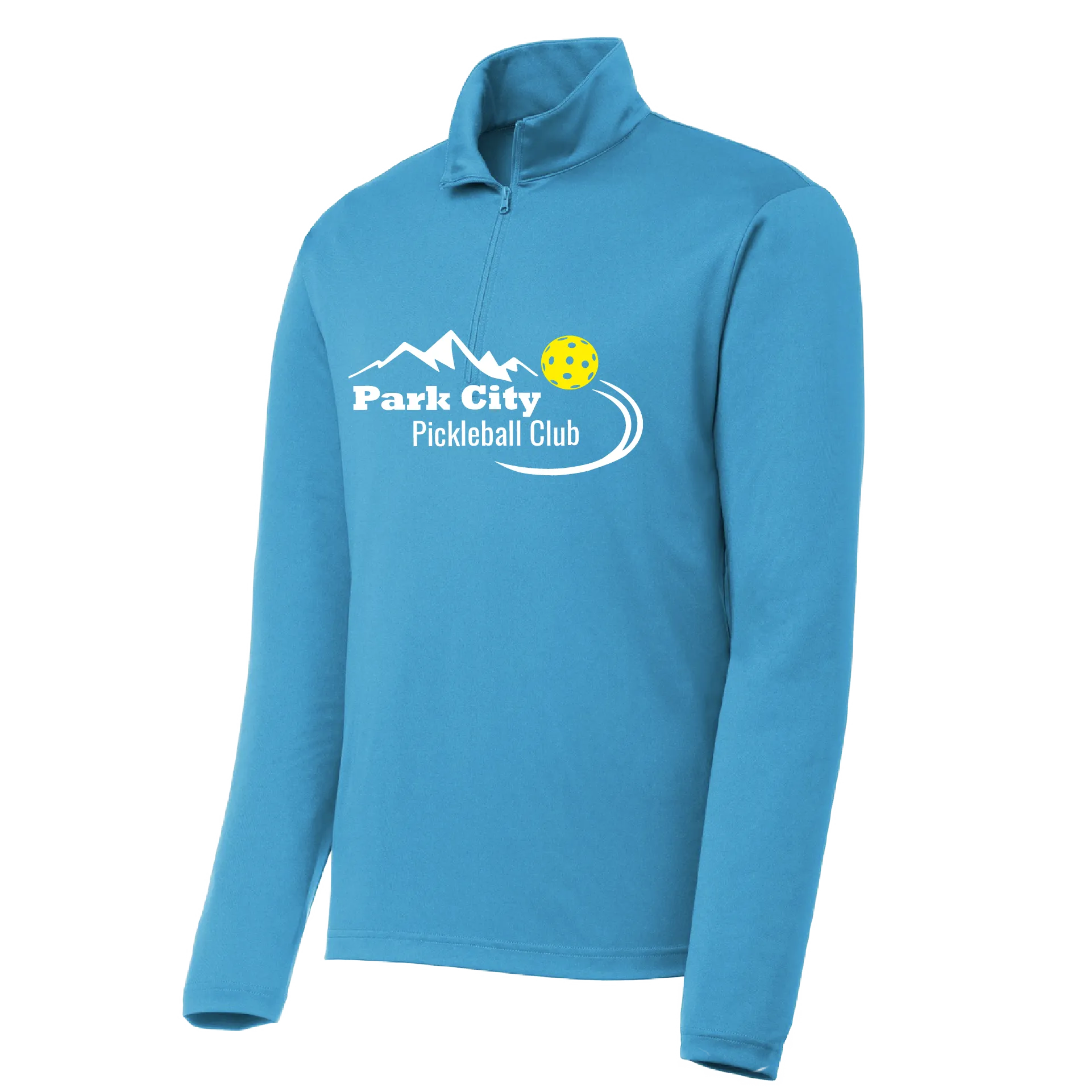 Park City Pickleball Club (White Words) | Men's 1/4 Zip Long Sleeve Pullover Athletic Shirt | 100% Polyester