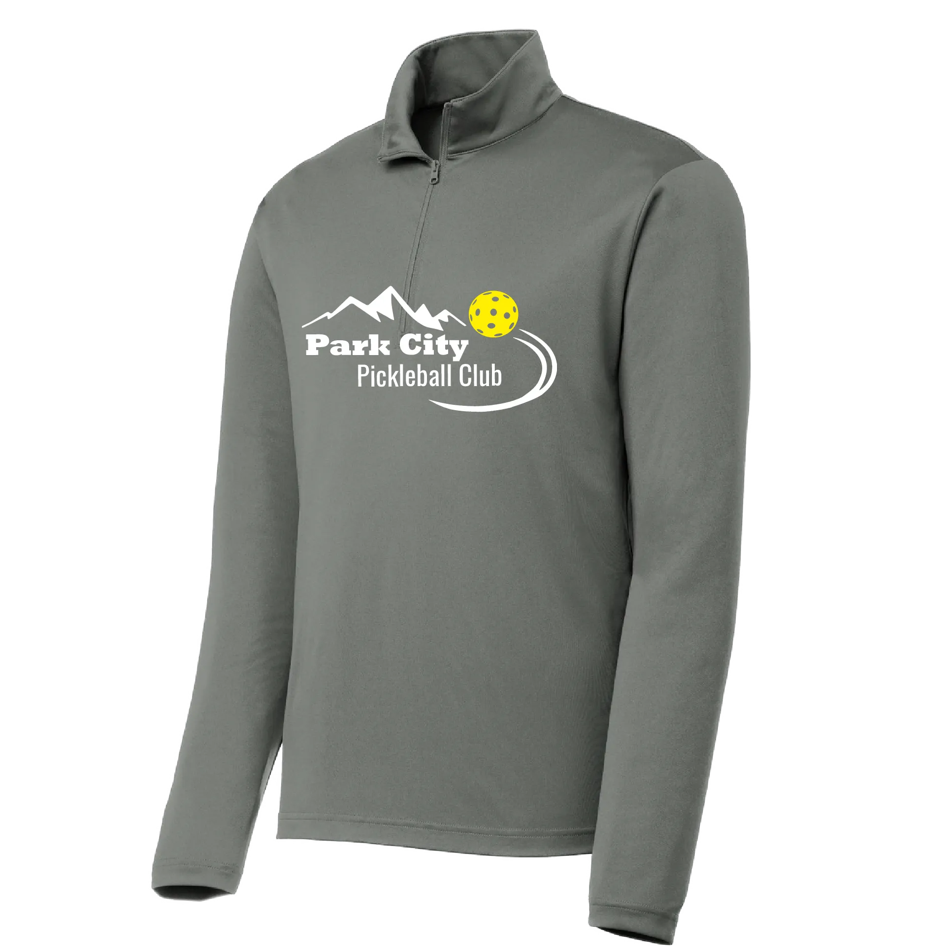 Park City Pickleball Club (White Words) | Men's 1/4 Zip Long Sleeve Pullover Athletic Shirt | 100% Polyester