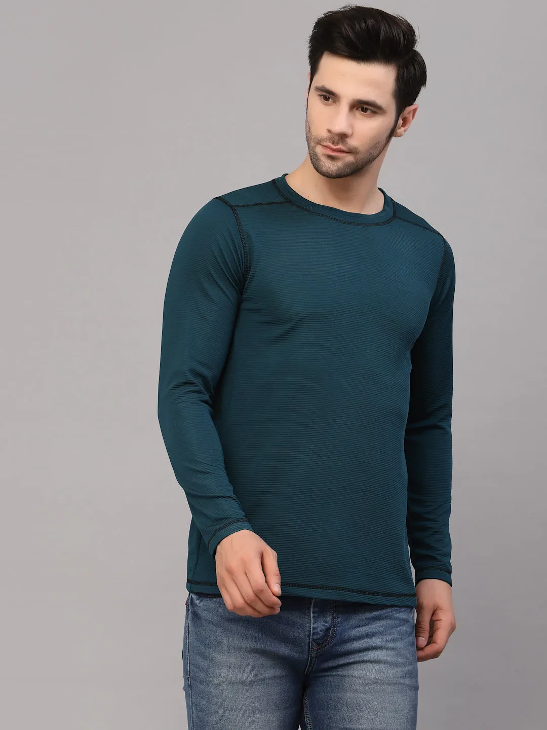 Poly Corduroy Round Neck T-Shirt