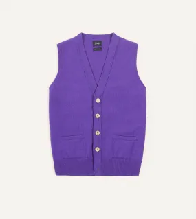 Purple Lambswool Sleeveless Cardigan