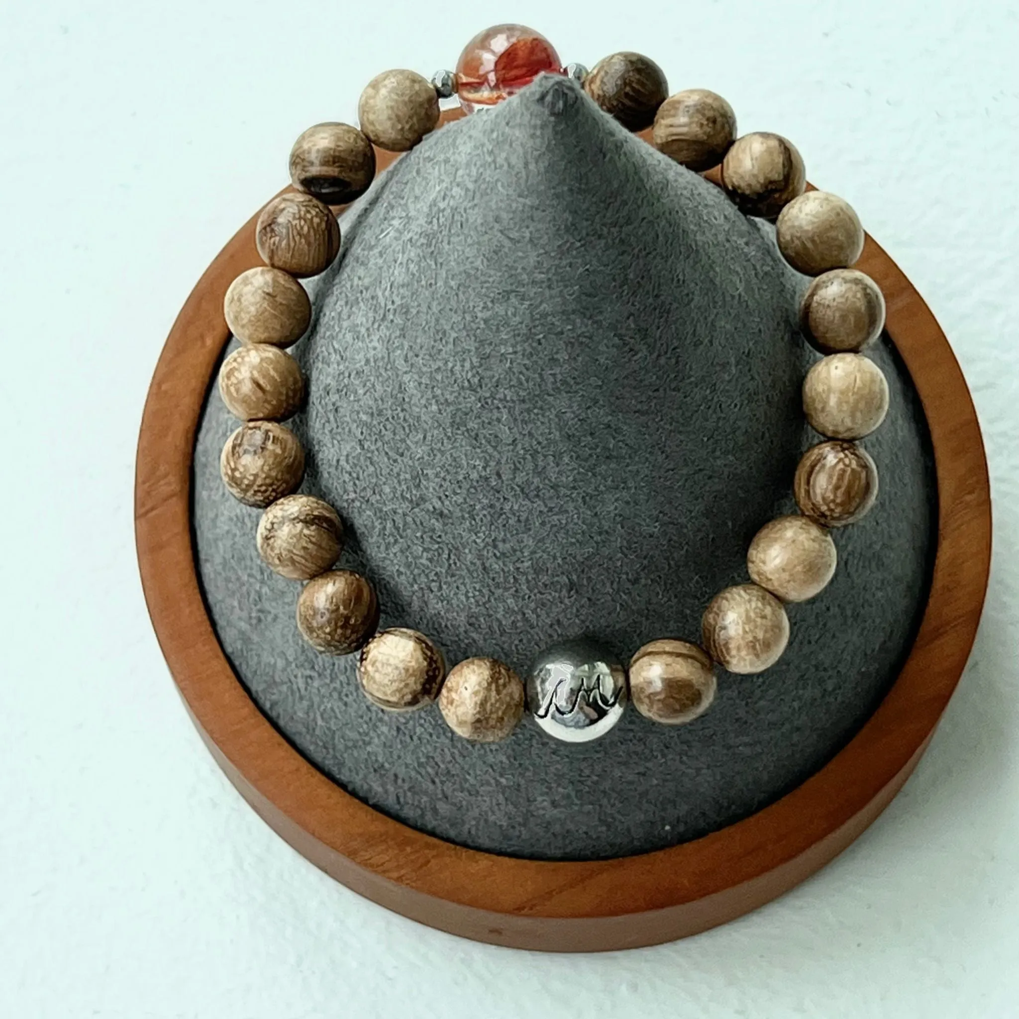 Red Hematoid & Agarwood Men Bracelet