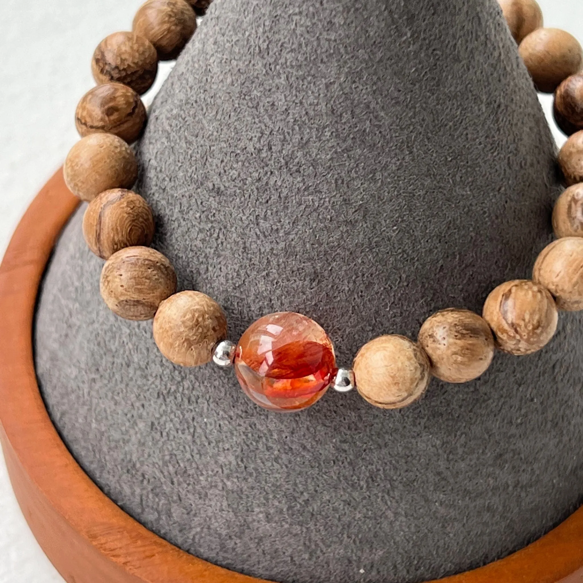 Red Hematoid & Agarwood Men Bracelet