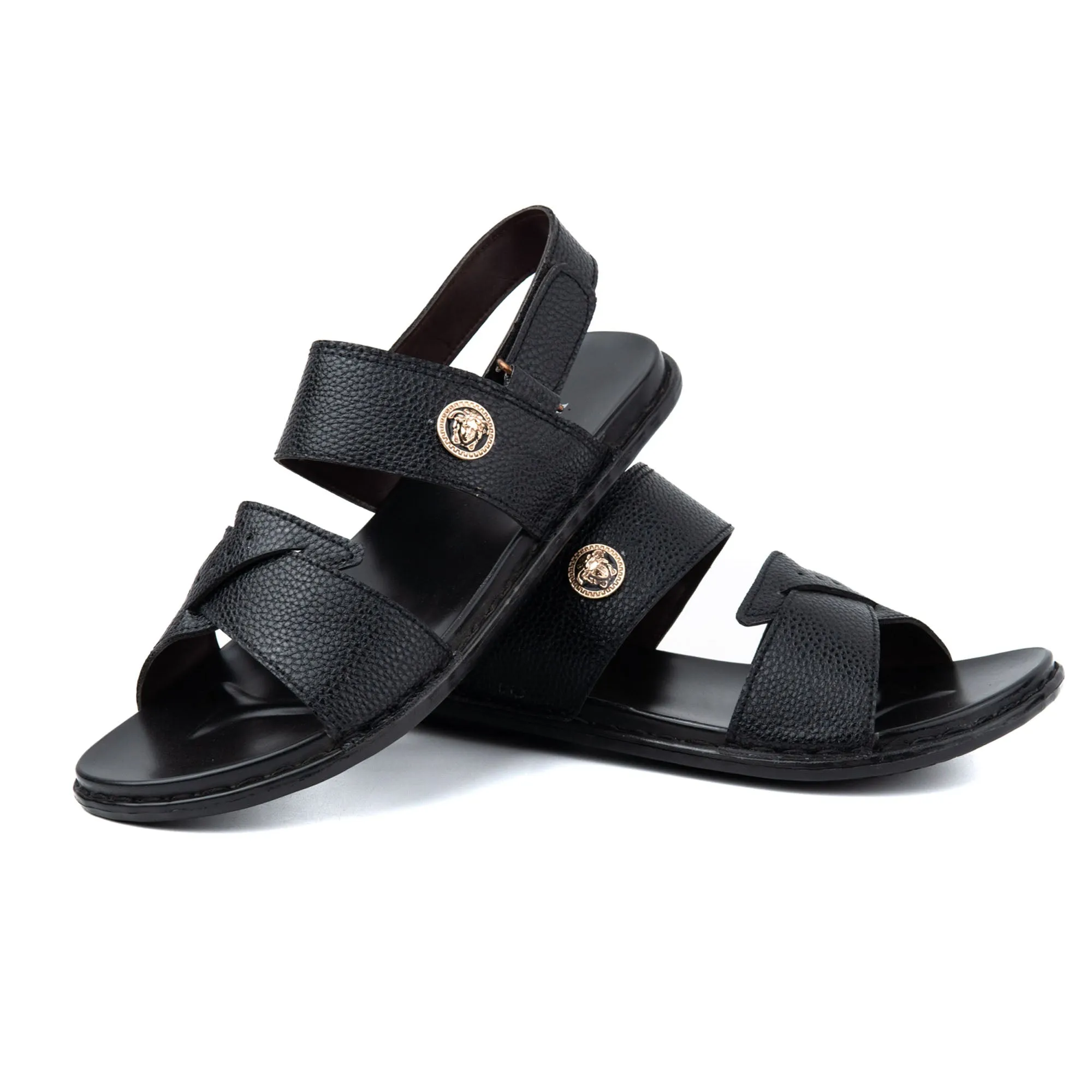 Side Buckled Men Leather Sandals