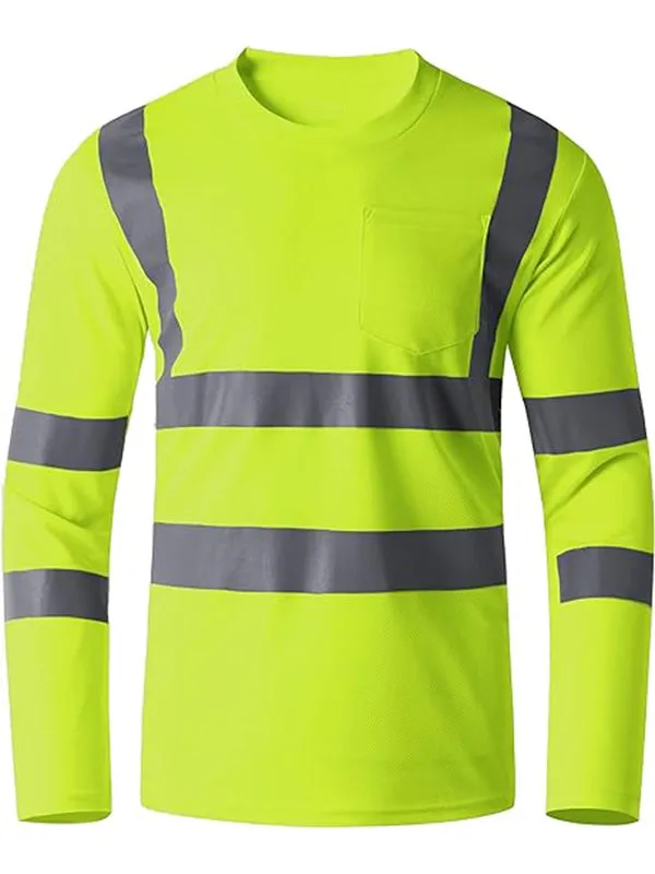 Ubon Hi Vis Shirts for Men, Safety Shirts Long Sleeve High Visibility Reflective Construction Shirts for Work 3-Pack