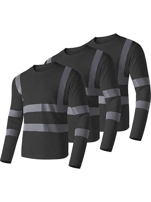 Ubon Hi Vis Shirts for Men, Safety Shirts Long Sleeve High Visibility Reflective Construction Shirts for Work 3-Pack