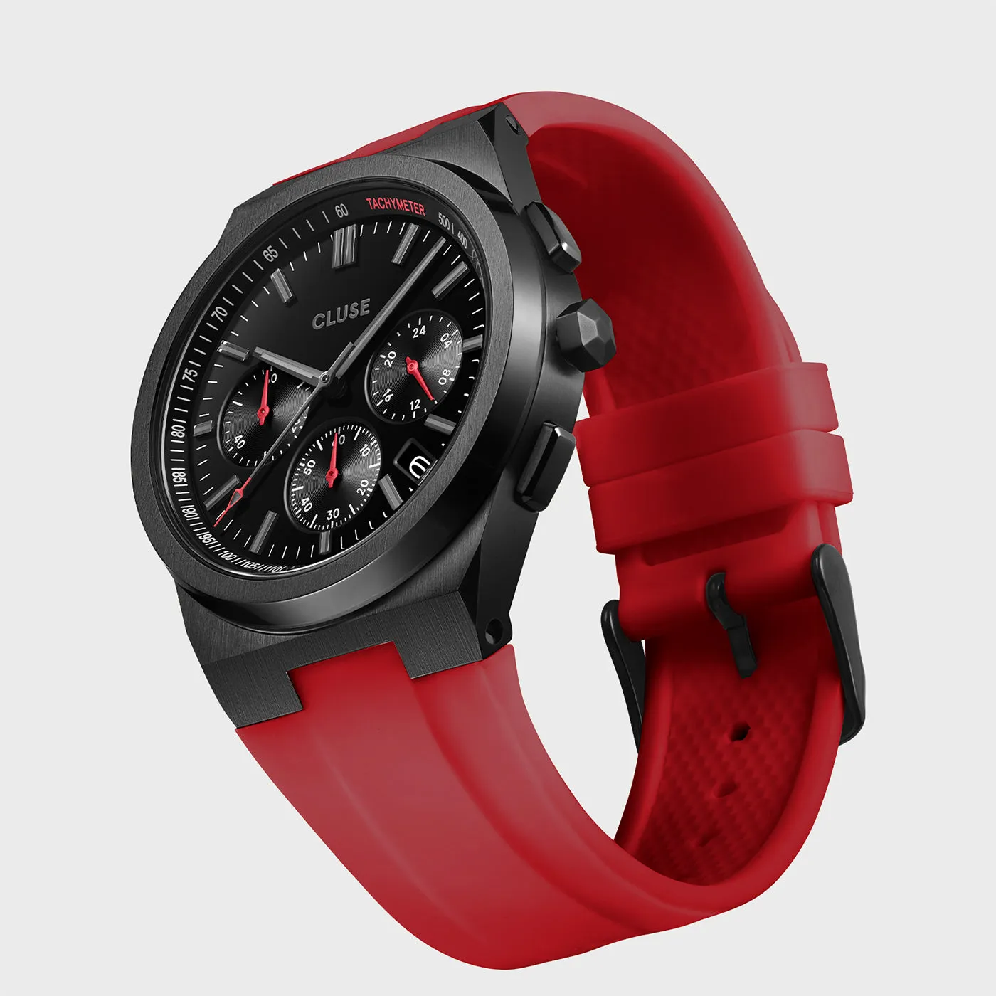 Vigoureux Chrono Watch Silicone Red, Black Colour