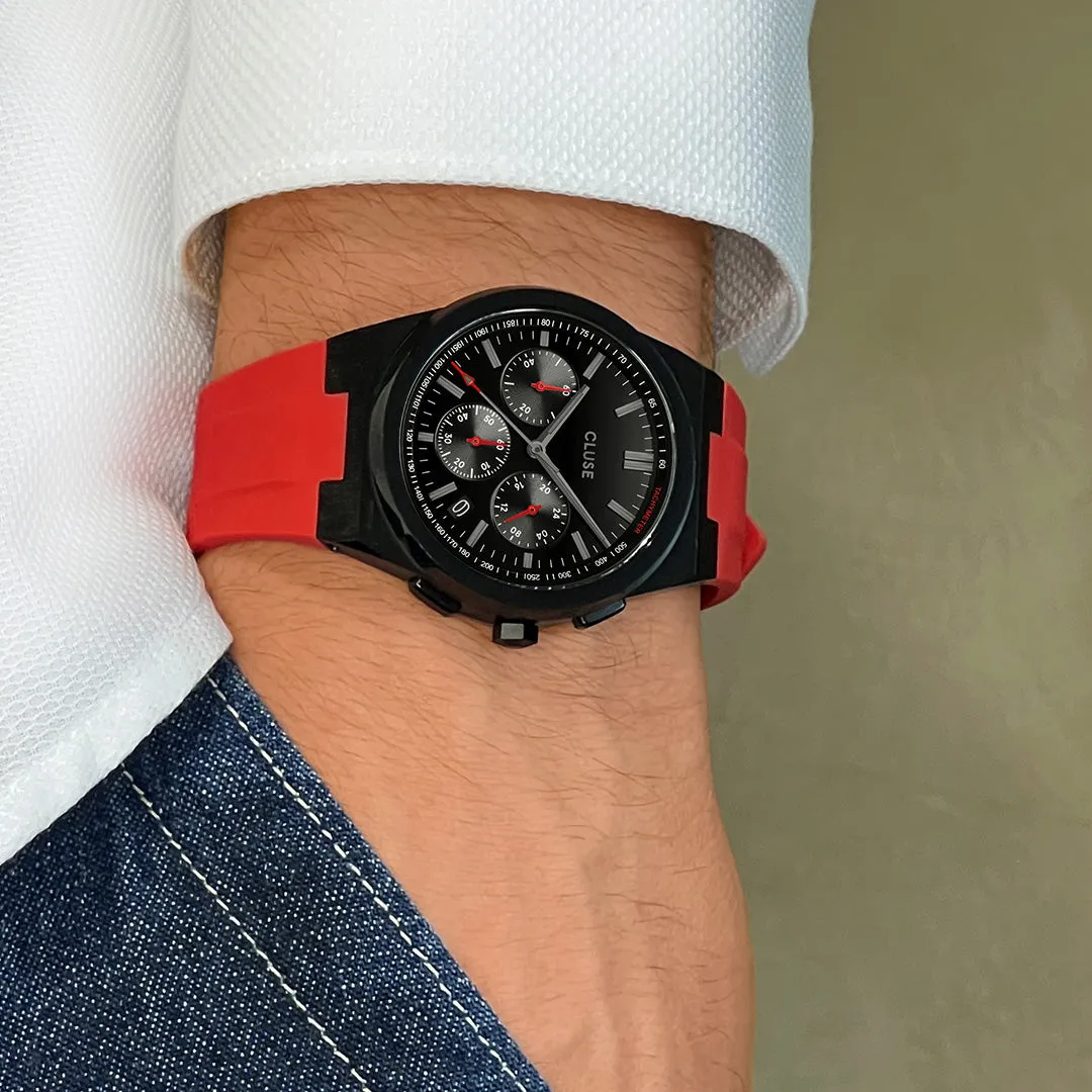 Vigoureux Chrono Watch Silicone Red, Black Colour