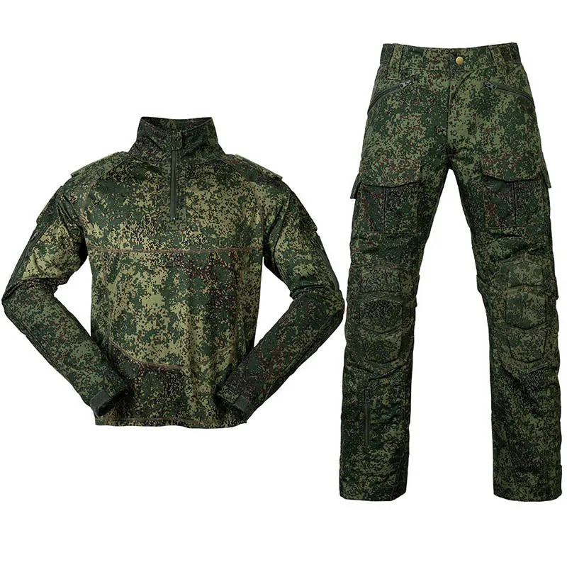 Zipper Collar Camo Shirt and Pants Tactical Suits